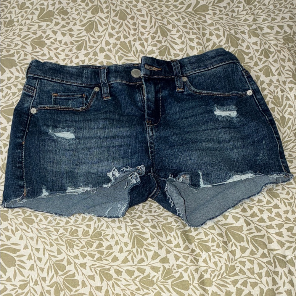 Blank NYC Dark Blue Distressed Jean Shorts